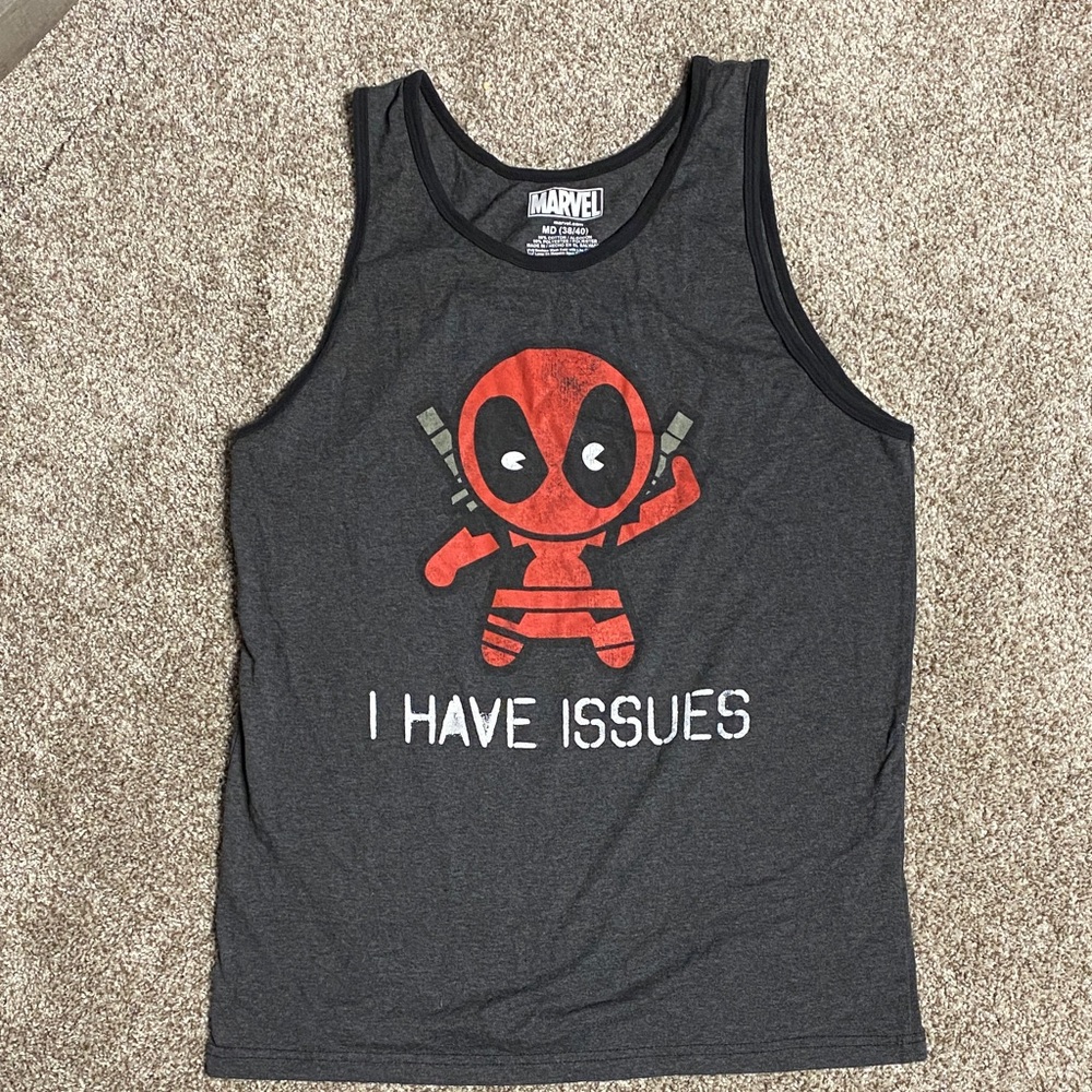 Marvel Dark Gray Tank with Red Character Design men’s MD